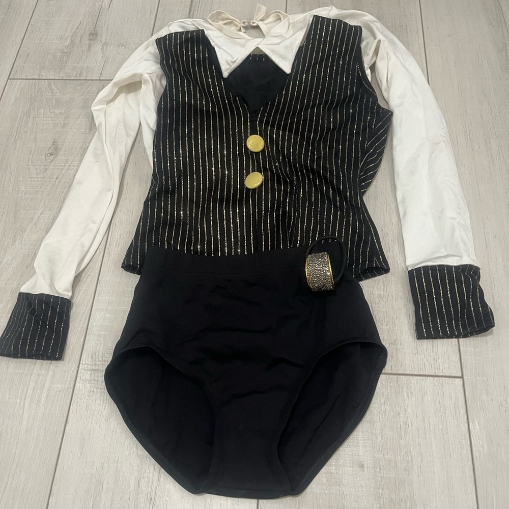 Kids Black and White Costume with Gold Accents